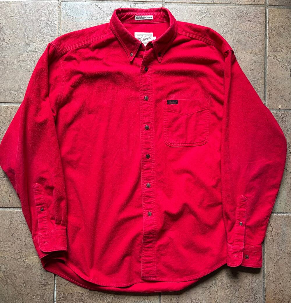 Woolrich Sportsman Chamois Men’s XL Red Heavyweight Button Down Shirt Y2K